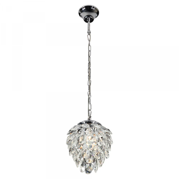 PENDENTE NUT CROMADO E TRANSPARENTE (D)23CM (A)28CM 2XG9 80W - HU2173