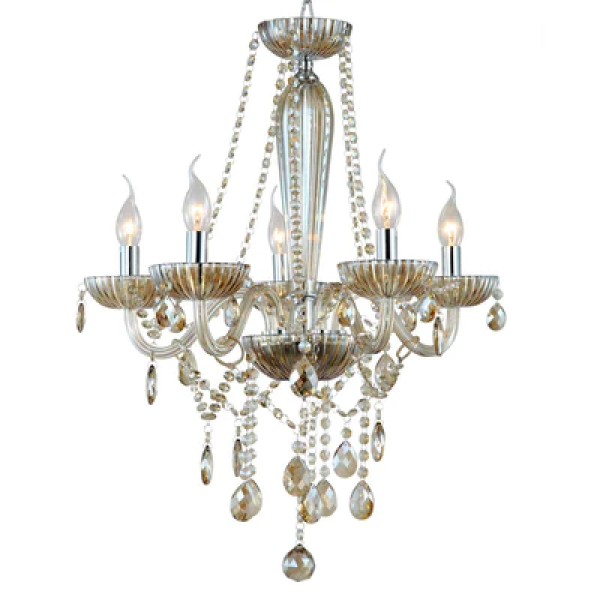 Lustre Anjou Cromado e Champagne (d)58cm (a)63cm 5xe14 200w - JF015A