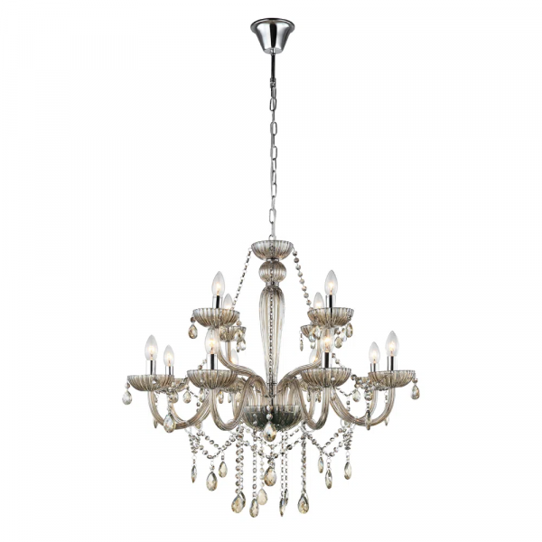 LUSTRE ANJOU CROMADO E CHAMPAGNE (D)82CM (A)79CM 12XE14 480W - JF112A