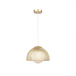 PENDENTE CANJICA DOURADO E BRANCO (D)30CM (A)20CM 1XE27 25W - AF001