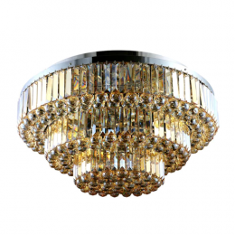 PLAFON DE SOBREPOR DIJON CROMADO E AMBAR (D)80CM (A)38CM 13XE14 520W - AQ008LA