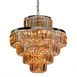 LUSTRE DIJON CROMADO E AMBAR (D)70CM (A)60CM 15XE14 600W - AQ009A