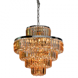 Lustre Dijon Cromado e Ambar (d)54cm (a)50cm 9xe14 360w - AQ009MA