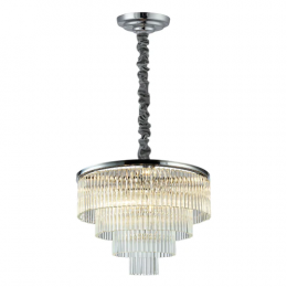 PENDENTE VIVI CROMADO E TRANSP (D)60CM (A)42CM  9XE14 360W