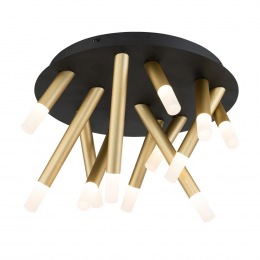 PLAFON MANACÁ DOURADO PRETO E BRANCO (D)47.5CM (A)30.5CM 16W + 8W 3000K 21 - BD001S