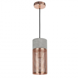 PENDENTE TELINHA D 12CM X 28CM 1XE27 127V / 220V CINZA E COBRE - CI016B