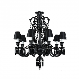 LUSTRE GALLERY CROMADO E PRETO (D)85CM (A)96CM 8XE14 320W - BW1308B