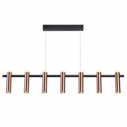 PENDENTE TUBI COBRE E PRETO (C)105CM (L)4CM (A)20CM 7X7W 3000K 3640LM - CD002M