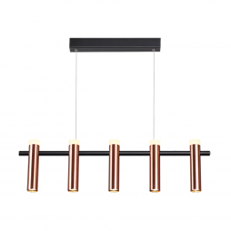 PENDENTE TUBI COBRE E PRETO (C)78CM (L)4CM (A)20CM 5X7W 3000K 2600LM - CD002S