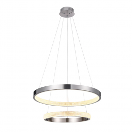 PENDENTE OCA NICKEL E TRANSPARENTE (D)60 + 40CM (A)4CM 32W +22W 3000K 2970LM - GD002NK