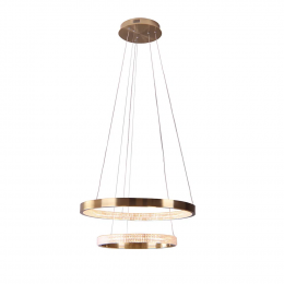 PENDENTE OCA DOURADO E TRANSPARENTE (D)80+60CM (A)4CM 42W + 32W 3000K 4356LM - GD003