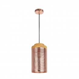 PENDENTE TELINHA D 15CM X 28CM 1XE27 127V / 220V COBRE E NATURAL - CI005B