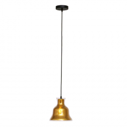 PENDENTE BULE D 21CM X 21.5CM 1XE27 127V / 220V DOURADO E TRANSP - DA007B