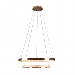 PENDENTE OCA DOURADO E TRANSPARENTE (D)60+40CM (A)4CM 32W + 22W 3000K 3168LM - GD002