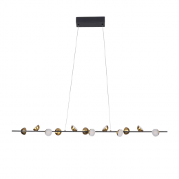 PENDENTE GRAVIOLA DOURADO E PRETO E BRANCO (C)102CM (A)5.7CM 12X3W 3000K 1980LM - DS002