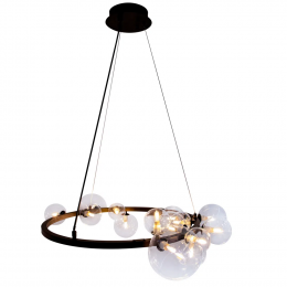 PENDENTE VERSUS PRETO E TRANSPARENTE (D)85CM 14X7W G9