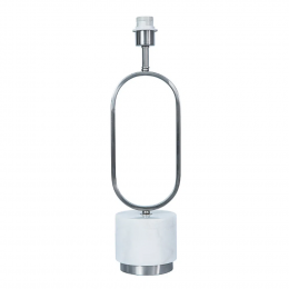 BASE PARA ABAJUR OVALE NIQUELADO E BRANCO (D)16CM (L)14CM (A)56CM 1XE27 40W - GL019N