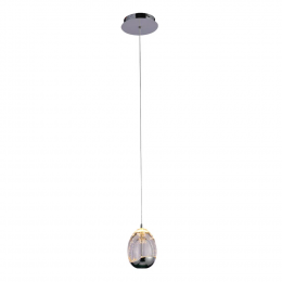 PENDENTE GUTE CROMADO E TRANSPARENTE (D)9CM (A)14CM 1X4,8W 3000K 288LM LED