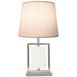 BASE PARA ABAJUR LITHOS BRANCO E NICKEL (C)22CM (L)12CM (A)39CM 1X40W E27