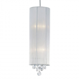 PENDENTE SILK D 20CM X 55CM 2XE27 127V / 220V CROMADO. PRATA E TRANSP - HU2089S