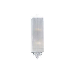 PENDENTE SILK 18CM X 18CM X 50CM 2XE27 127V / 220V BRANCO. CROMADO E TRANSP - HU2189W