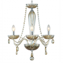 LUSTRE ANJOU D 42CM X 54CM 3XE14 127V / 220V CROMADO E CHAMPAGNE - JF013A