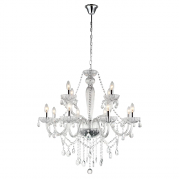 LUSTRE ANJOU CROMADO E TRANSPARENTE (D)82CM (A)79CM 12XE14 480W - JF112C