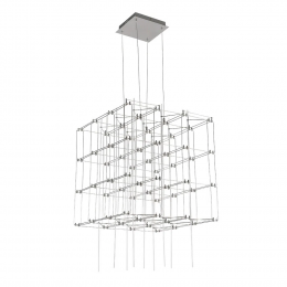PENDENTE SKY CROMADO E TRANSPARENTE (C)58CM (L)55CM (A)58CM 64X0.2W 3000K 1024LM - JJ007