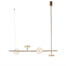 PENDENTE DENDÊ DOURADO E FOSCO (C)28CM (L)123CM (A)15CM 4X13W 2400K 4160LM - JJ019