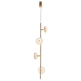 PENDENTE DENDÊ DOURADO E FOSCO (C)28CM (L)28CM (A)122.5CM 4X13W 2400K 4160LM - JJ020