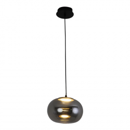 PENDENTE BALLOON PRETO E FUME (L)26CM (A)18,2CM 1X9W 3000K 150LM LED
