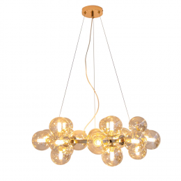 PENDENTE HALO DOURADO E CONHAQUE (D)69.5CM (A)24CM 25XG9 125W - PENDENTE HALO DOURADO E CONHAQUE (D)69.5CM (A)24CM 25XG9 125W