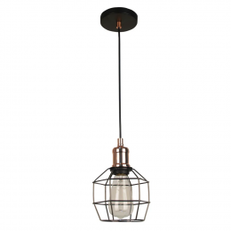 PENDENTE CAGE D 15CM X 20CM 1XE27 127V / 220V COBRE E PRETO - JY009