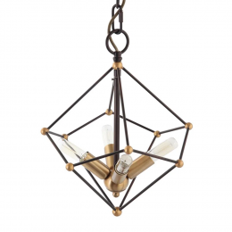 PENDENTE AXIS D 31CM X 38CM 4XE14 127V / 220V BRONZE E MARROM - KF003S