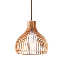 PENDENTE WOOD CROMADO E MARROM (D)22CM (A)22CM 1XE27 40W - LB004