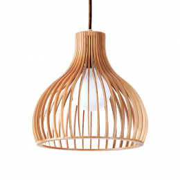  PENDENTE WOOD CROMADO E MARROM (D)45CM (A)45CM 1XE27 40W - LB005