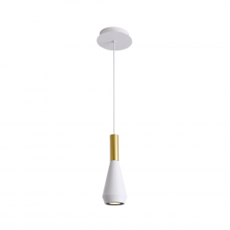 PENDENTE PITUCO BRANCO E DOURADO E BRANCO (D)9CM (A)26CM 1XGU10 10W - ML016GW