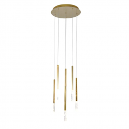 PENDENTE PETRA DOURADO E TRANSPARENTE (D)40CM (A)44CM 6X3W 3000K 900LM - OC001L
