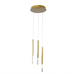 PENDENTE PETRA DOURADO E TRANSPARENTE (D)30CM (A)44CM 3X3W 3000K 450LM - OC001M