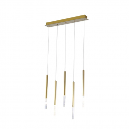 PENDENTE PETRA DOURADO E TRANSPARENTE (C)60CM (L)12CM (A)44CM 5X3W 3000K 750LM - OC001R