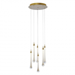 PENDENTE GOCCIA DOURADO E TRANSPARENTE (D)40CM (A)41CM 6X3W 3000K 960LM - OC002L
