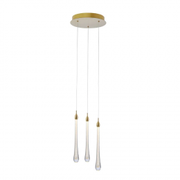 PENDENTE GOCCIA DOURADO E TRANSPARENTE (D)30CM (A)41CM 3X3W 3000K 480LM - OC002M