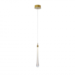 PENDENTE GOCCIA DOURADO E TRANSPARENTE (D)12CM (L) CM (A)41CM 1X3W 3000K 160LM - OC002S