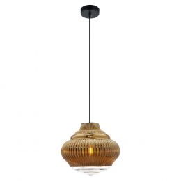 PENDENTE FUZY D 27.5CM X 25CM 1XE27 127V / 220V DOURADO E TRANSP - OP055B