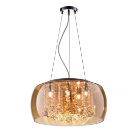 P - PENDENTE / PLAFON SOHO CROMADO TRANSP E AMBAR (D)50CM (A)28CM 6XG9 150W - PD001AM
