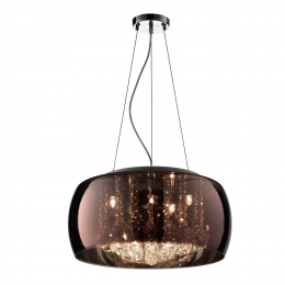 PENDENTE / PLAFON SOHO CROMADO TRANSP E COBRE (D)40CM (A)23CM 5XG9 125W - PD002CO