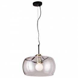 PENDENTE NOBU D 40CM X 31CM 1 X A60 40W PRETO / DOURADO E TRANSP - RE004BC