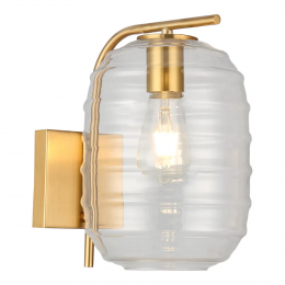 ARANDELA LAMPARINA DOURADO E TRANSPARENTE 20,3CM X H29,5CM X P27,5CM 1XE27 - HC012