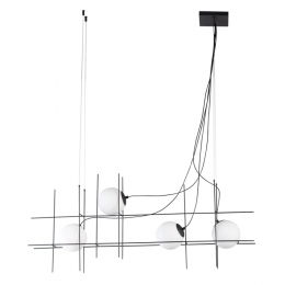 PENDENTE DIX PRETO E BRANCO (C)12CM (L)15CM (A)52CM 4X25W G9