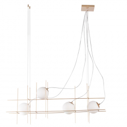 PENDENTE DIX DOURADO E BRANCO (C)12CM (L)15CM (A)52CM 4X25W G9